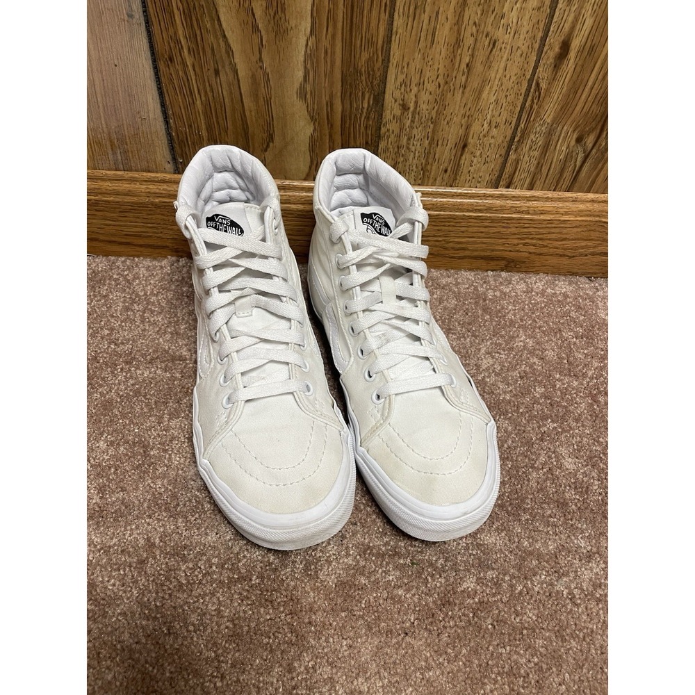 Vans Sk8-Hi Top Canvas Trainers Sneakers True White Unisex Mens 6 Womens 7.5